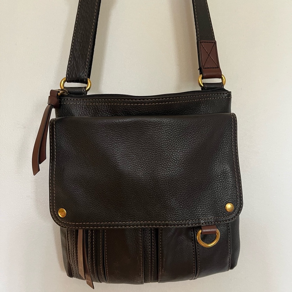 Dark Brown Leather Crossbody Bag